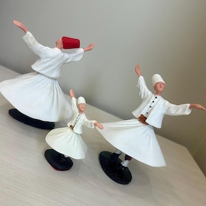 Whirling Dervish Semazen Figurines Mevlevi Dance Inspired Islamic Art Decor, Natural Stone Powder Sculpture, Spiritual housewarming gift