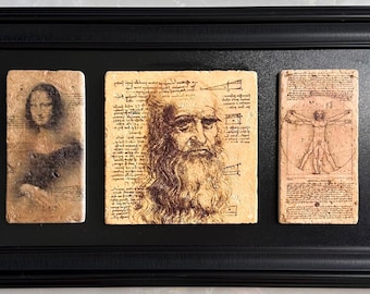 Leonardo Da Vinci Travertine Stone Wall Art Mona Lisa Decor, Renaissance Art Lover Gift