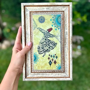 Natural stone Dervish Semazen Sufi Art Muslim Islamic Calligraphy art Sufi Rumi Semazen Turkish Mothers day gift housewarming gift muslim