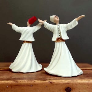 Whirling Dervish Semazen Figurines Mevlevi Dance Inspired Islamic Art Decor, Natural Stone Powder Sculpture, Spiritual housewarming gift