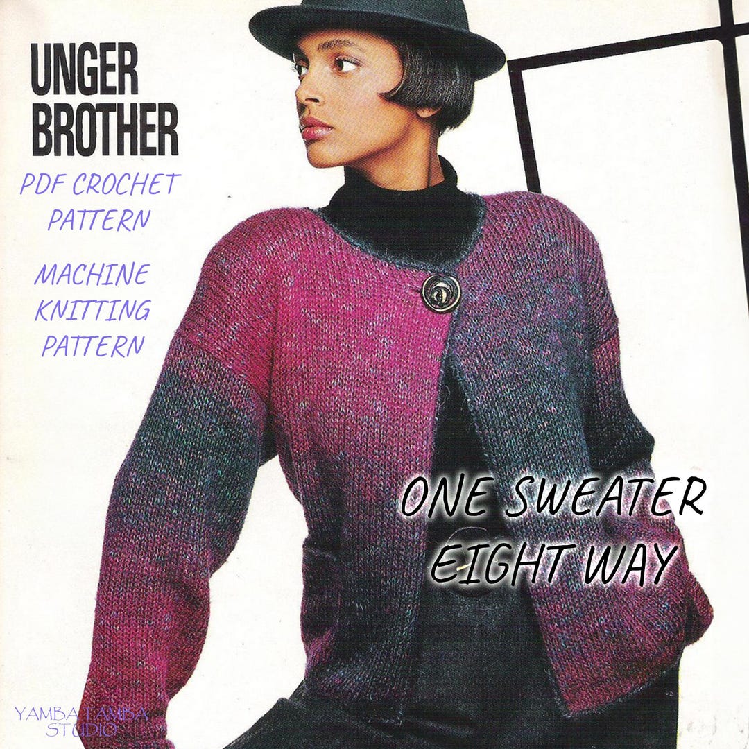 Vintage Machine Knitting Pattern Hand-knitting / 1 Sweater 8 Unique ...