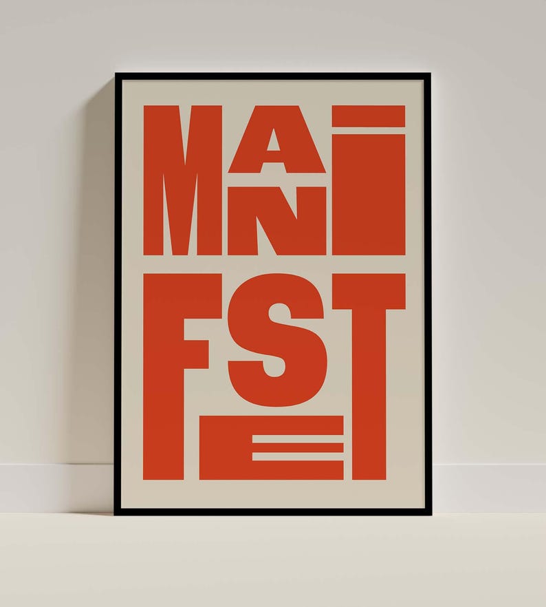 manifestation typography poster bold typography poster word poster quote modern typography poster manifest inspirational art motivational art print trendy wall art instant download digital download motivational art bold type poster printable art