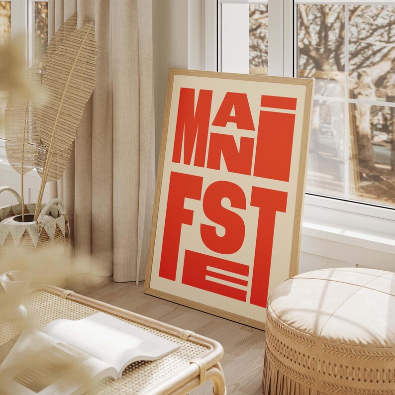 manifestation typography poster bold typography poster word poster quote modern typography poster manifest inspirational art motivational art print trendy wall art instant download digital download motivational art bold type poster printable art