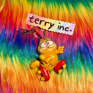garfield keychain - vintage upcycled handmade purse bag backpack accessory - 80s 70s jewelry retro kidcore fun kitsch weird 9