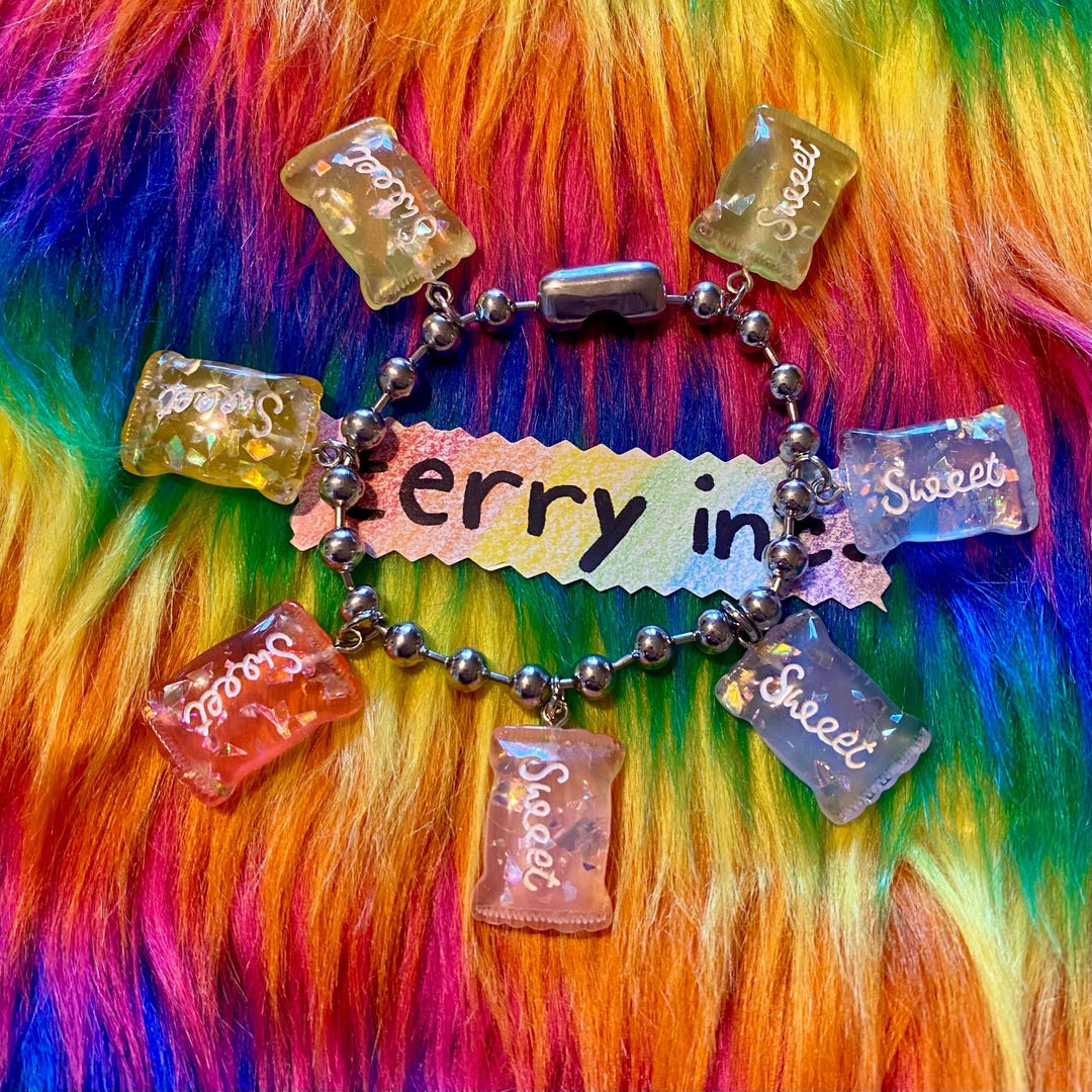 Rainbow Candy Charm Bracelet - One of a Kind Quirky Silver Handmade ...