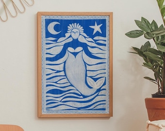 Iemanja – Queen of the Sea | Ocean Goddess Mermaid Art Print | Brazilian Wall Art