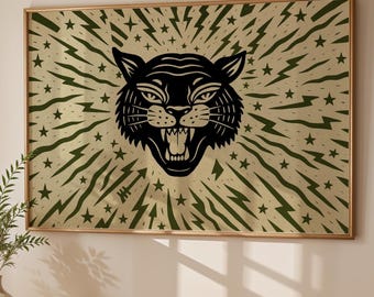 Tiger Art Print, Inner Feline Strength, Feminine Empowerment, Resilience Artwork Brazilian Culture