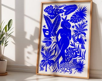 Mother Nature Art Print: Wild Tropical Goddess Wall Decor Brazilian Culture