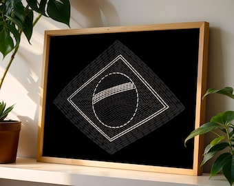 Bandeira do Brasil Brazil Flag Embroidery Art Print: Modern Minimalist Wall Decor Brazilian Culture