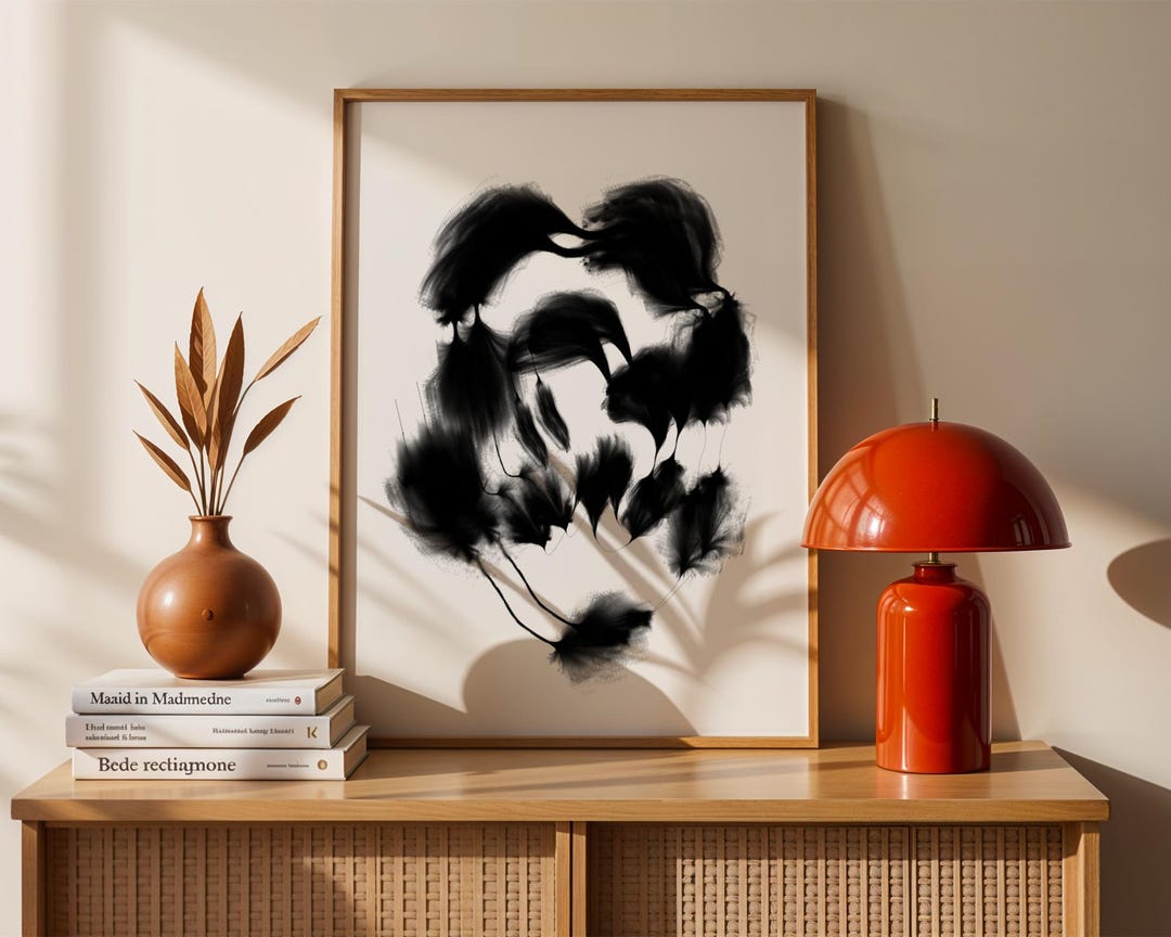 Abstract Black and White Art Print: Modern Minimalist Wall Decor - Etsy
