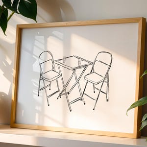 Mesa de Bar poster, Boteco, Minimal Illustration, Black and white art, Bar, Table, Wall Art Decor, Latin Culture, Latinos, Brasilidade