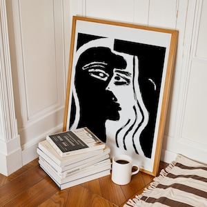 The Kiss Poster, schwarz weiß, abstrakte Kunst, Intimität, Zuneigung, Geliebte, Kuss, Vereinigung, Verschmelzung, Wanddekor, Wandkunst, Inspiration