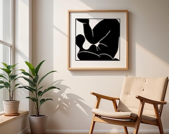 Trapped Art Print: Abstract Body, Black and White Wall Decor Brazilian Culture