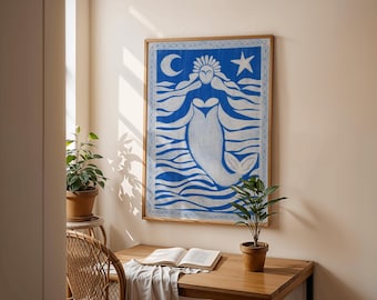 Iemanja – Queen of the Sea | Ocean Goddess Mermaid Art Print | Brazilian Wall Art