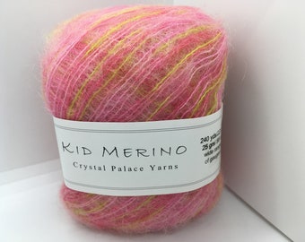 Pastel Pink Lilac cream Yellow Paper Flag Metallic Sparkle 50gr 130 yds Crystal Palace Yarns Fling #9496 Dreamy