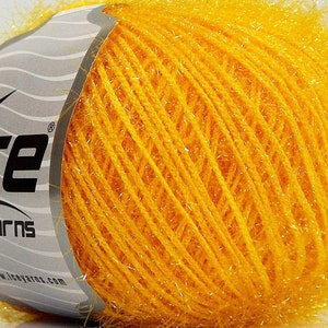 Sparkle Soft Yellow 68307 Ice Yarn Metallic Lurex Nylon Eyelash Yarn 50 grams 153 yards