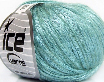 Rock Star #64463 Mint Metallic Sheen with Fuzzy Halo, Ice Soft Nylon, Merino Wool, Acrylic Blend Yarn, 50 Gram 125 Yards