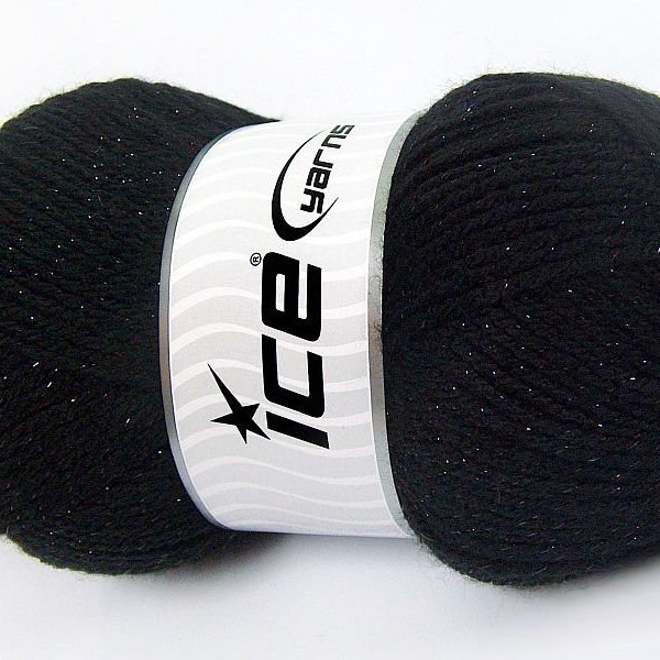 Star Glitz Black 66060 Ice Yarns Metallic Accent Acrylic Yarn, DK Weight 3.53 Ounces (100 Grams) 349 Yards (320 Meters)