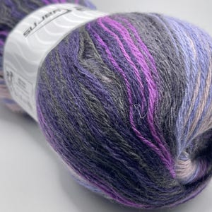 100 gram Angora Active Twilight Haze #33242 - 57796 Purple Pink Lilac Grey Striping - Sport Yarn 546 yards - Acrylic Angora Blend