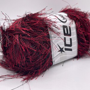 Long Eyelash 100gr Red Black 81662 Ice Yarns Extra Long Eyelash Yarn, Polyester 3.53 ounces (100 grams) 76 Yards (70 meters)