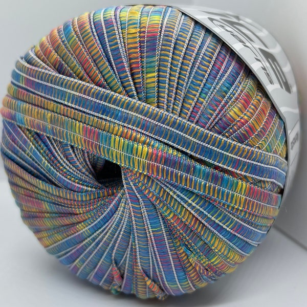 Namaste Ribbon Yarn 80627 Ice Yarns Rainbow Multicolor Ribbon, Polyester 50 Grams (1.76 Ounces) 46 m (50 Yards) x 1/4 inch Wide