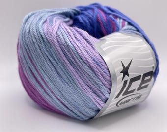 Mona Lisa Blue Lilac Orchid 81606 Ice Yarns 100 grams (3.53 oz) 160 meters (174 yards) 100% Cotton DK weight yarn Summer Knitting, Crochet
