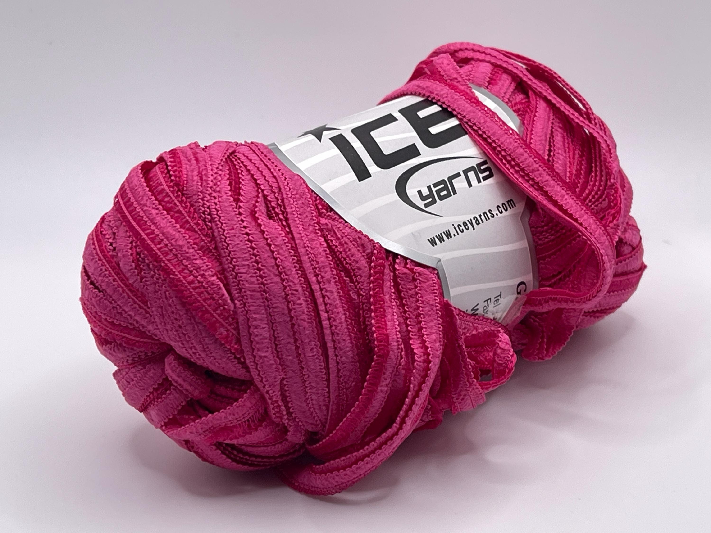 Fuchsia Pink Ribbon Shine Yarn 22944 Ice Yarns Bulky Microfiber 50