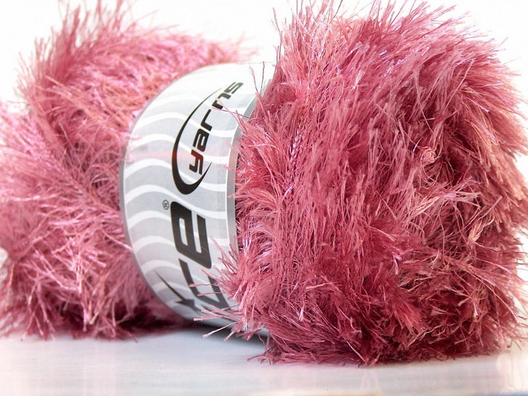 Light Pink Extra Fuzzy Eyelash 100% Linen Novelty Yarn – The