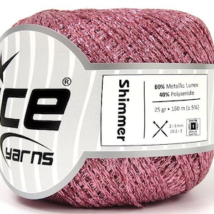 Fita Pink Shimmer Floss 80713 Ice Yarns Fita plana trançada metálica 25gr 174yd Ponto cruz Agulha, Scrap Booking, Criação de cartões