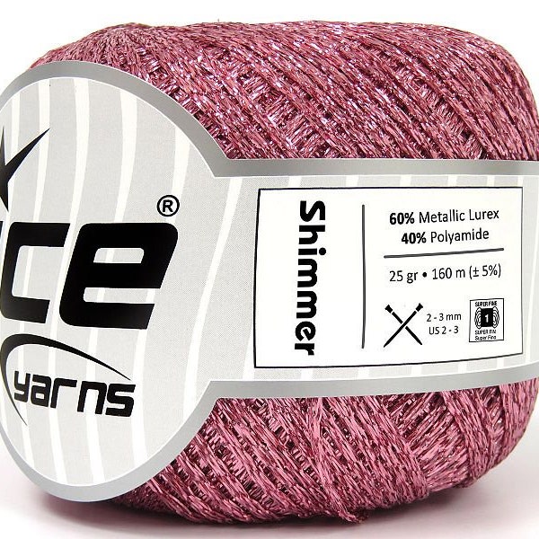 Pink Shimmer Ribbon Floss 80713 Ice Yarns Metallic Braided Flat Ribbon 25gr 174yd Cross Stitch Needlepoint, Scrap Booking, Card Making