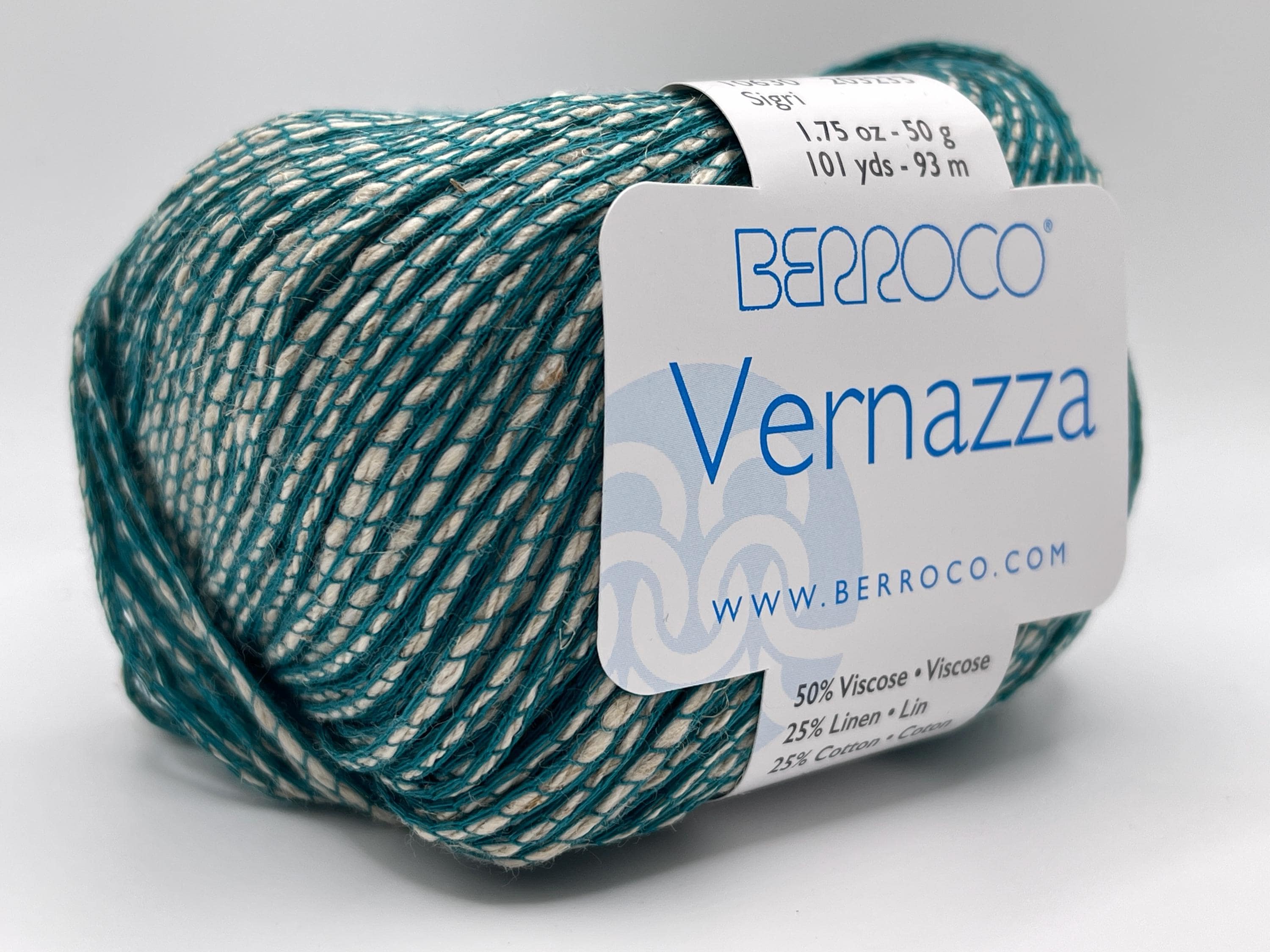 Berroco Vernazza Yarn 10630 Sigri - Teal, White Worsted Cotton
