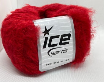Red Kan Mohair Yarn 70413 Ice Mohair Wool Acrylic Nylon Blend 50gr 109yds
