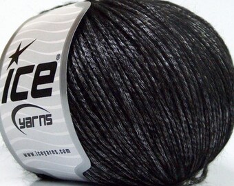 Rock Star DK Black Silver Metallic Sheen, Soft Nylon, Merino Wool, Acrylic Blend Yarn, 50 Gram 158 Yards, #53750 Ice