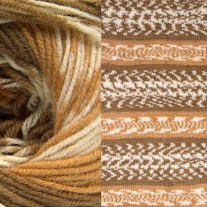 Jacquardull Kamel, Brun, Krämigt Garn 63206 Ice Yarns Självmönstrande DK Vikt (1) 150 Gr (5.29 Oz) 510 m (557 Yds) Akryl, Ull