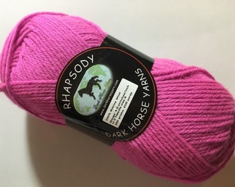 Dark Horse Yarns Rhapsody #70 Pink 100% Merino Wool Yarn 100 gram 205 yards - Solid All Wool Worsted