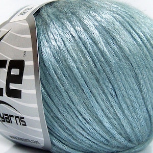 Rock Star #65508 Light Blue Metallic Sheen, Soft Nylon, Fuzzy Merino Wool, Acrylic Blend Yarn, 50 Gram 125 Yards, Ice