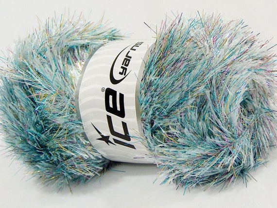 Pink, Blue, Gold With Pale Blue Eyelash Dazzle 71345 Ice Yarns