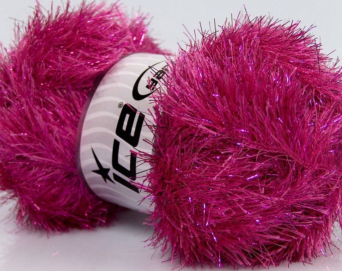 Fuchsia Metallic Eyelash Yarn 4226337600 Fuchsia Pink Eyelash Dazzle