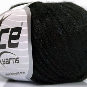 Rock Star Jet Black Metallic Sheen, Soft Nylon, Merino Wool, Acrylic Blend Yarn, 50 Gram 125 Yards, #52015 Ice