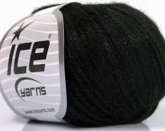 Rock Star Jet Black Metallic Sheen, Soft Nylon, Merino Wool, Acrylic Blend Yarn, 50 Gram 125 Yards, #52015 Ice