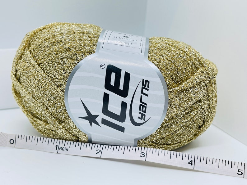 Halley Light Gold Ribbon Yarn 80552 Ice Yarns Sparkly Metallic Lurex ...