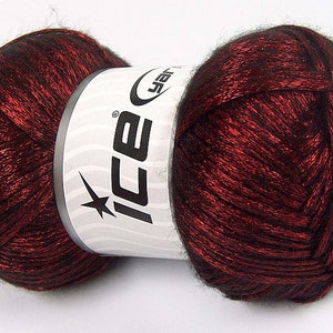 Glam Universe #64585 Filato misto lana e nylon metallizzato lucido rosso e nero - 100 grammi, 250 iarde