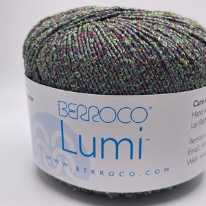 Berroco Lumi Garn 8154 Garden - Grün Beeren Blau + Metallic Accent Cotton DK 50gr