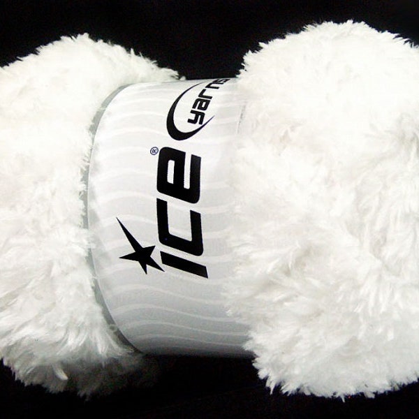 White Panda Fuzzy Plush Yarn 100 Gram, 87 Yards Ice 58810 Short Eyelash