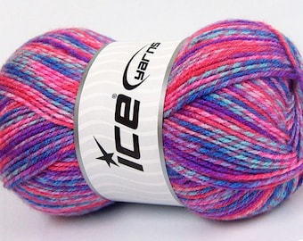 Berry Pop Baby Mix #60952 Ice Pinks Purple Blue Premium Acrylic Sport Fine Baby Yarn 100 Gram 404 Yards