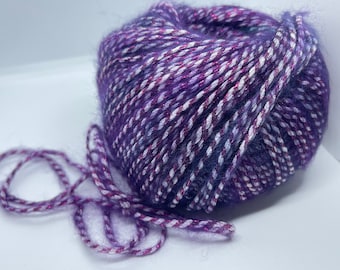 Mirella Sparkling Accent DK Yarn Ice 66043 Slow Striping w Metallic Twist 50 gr (1.76 oz) 165 m (180 yds) Wine & Posies - Purples, Pink