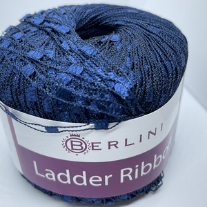 Berlini Ladder Ribbon Yarn #116 Navy Blue 50gr 142yds - Skinny Ladder Ribbon Yarn