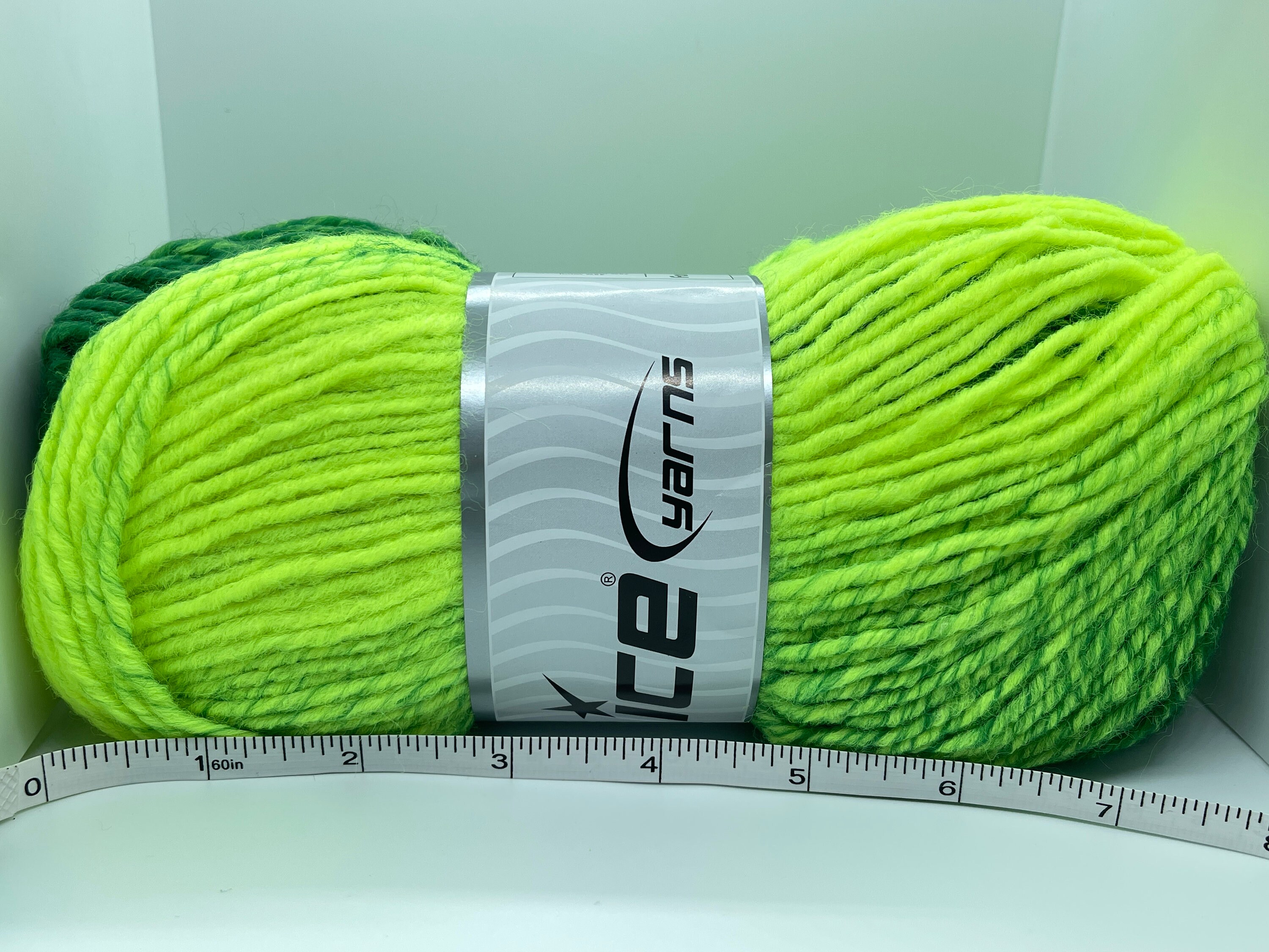 Neon Green to Dark Green Shades Fantasia Yarn - Ice 78585 Heavy