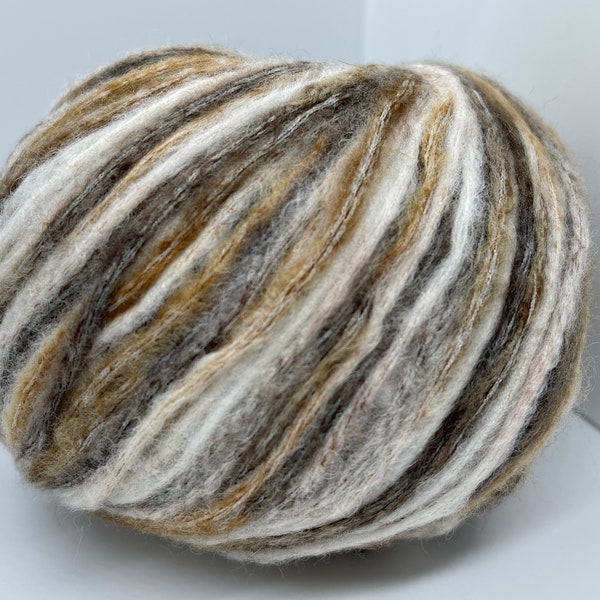 Rock N Wool Browns, White Yarn #79991 Ice Yarns 50 Grams (1.75 Ounces) 145 Meters (158 Yards) Fuzzy, Variegated, Soft, DK