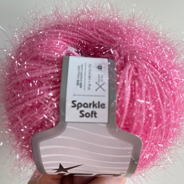 Sparkle Soft Light Pink 68316 Ice Yarn Metallic Lurex Nylon Eyelash Yarn 50 grams 153 yards Fairy Dust Short Eyelash